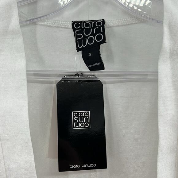 Clara Sun Woo Women's Open Front Linen Blend Cardigan - White - Small - NWT - Picture 2 of 6